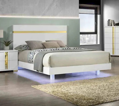 Furniture of America - Lillestrom - Full Bed, White/Gold - FM7217WH-F-BED view 1