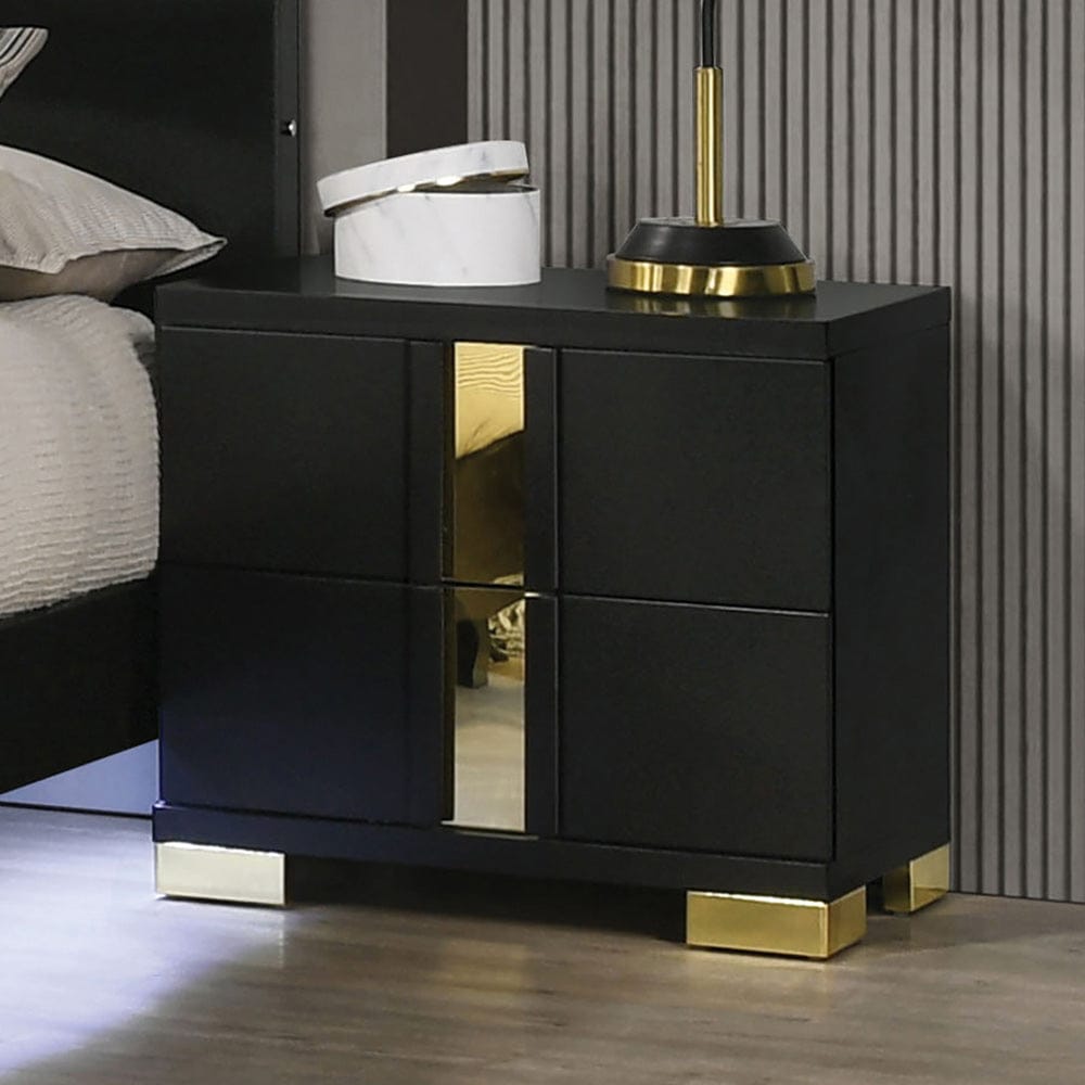 Furniture of America - Lillestrom Nightstand in Black/Gold - FM7217BK-N View 1