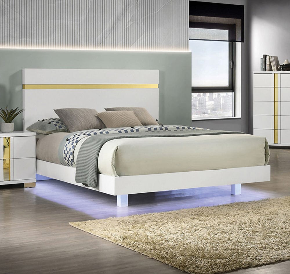 Furniture of America - Lillestrom Queen Bed in White/Gold - FM7217WH-Q-BED View 1