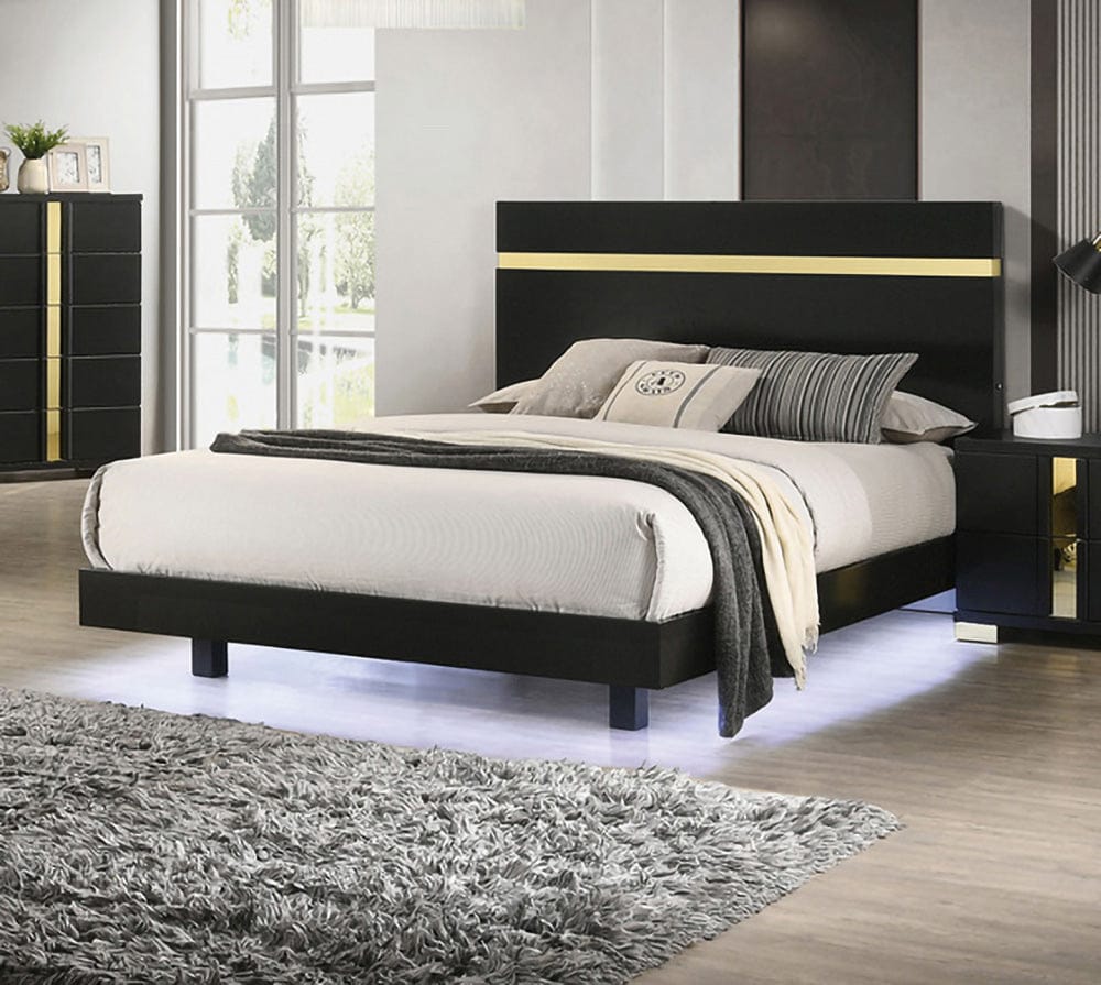 Furniture of America - Lillestrom Twin Bed in Black/Gold - FM7217BK-T-BED View 1
