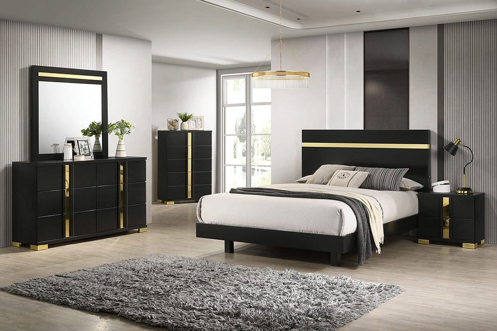 Furniture of America - Lillestrom Twin Bed in Black/Gold - FM7217BK-T-BED View 2