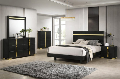 Furniture of America - Lillestrom Twin Bed in Black/Gold - FM7217BK-T-BED View 2