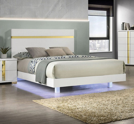 Furniture of America - Lillestrom Twin Bed in White/Gold - FM7217WH-T-BED View 1