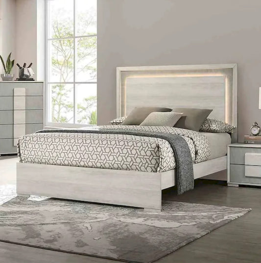 Furniture of America - Lincolt - E.King Bed, White Wash - FM7201WH-EK-BED view 1