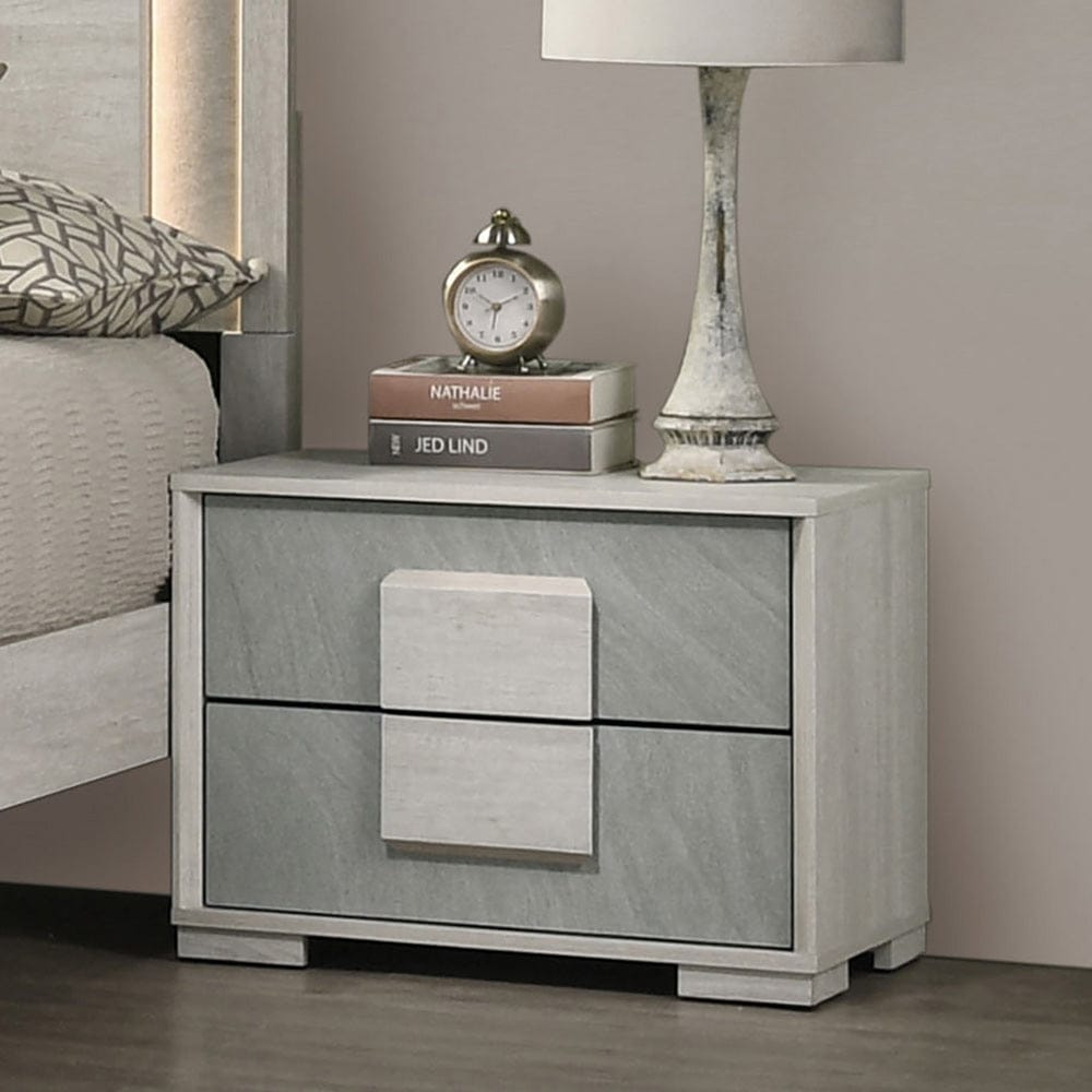 Furniture of America - Lincolt Nightstand in White Wash/Stone Gray - FM7201WH-N View 1