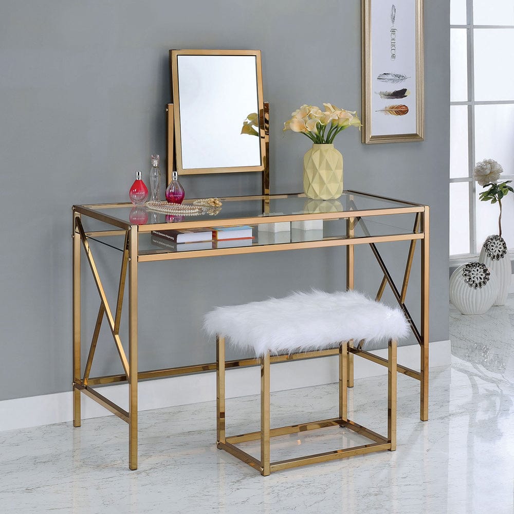 Furniture of America - Lismore Vanity w/ Stool in Champagne - CM-DK6707CPN View 1
