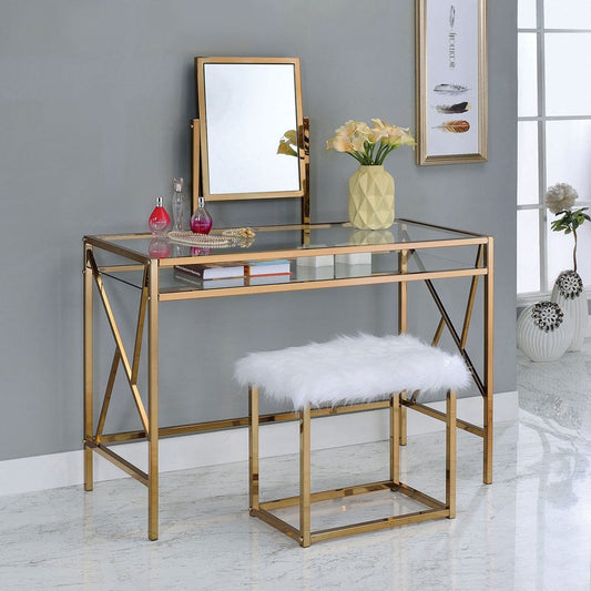 Furniture of America - Lismore Vanity w/ Stool in Champagne - CM-DK6707CPN View 1