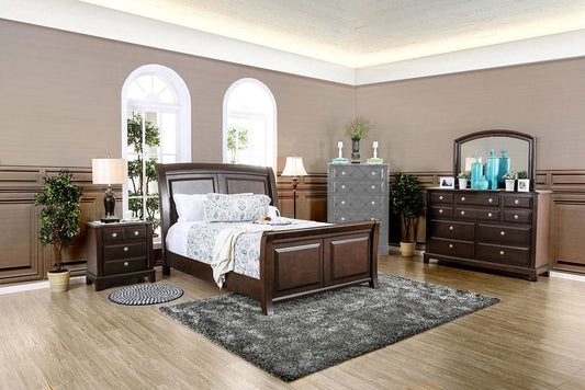 Furniture of America - Litchville 5 Pc. Queen Bedroom Set w/ 2NS in Brown Cherry - CM7383Q-5PC-2NS View 1