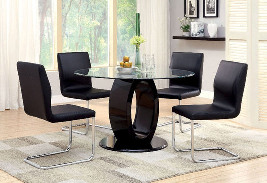 Furniture of America - Lodia I 5 Pc. Round Dining Table Set in Black - CM3825BK-RT-5PC View 1