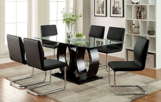 Furniture of America - Lodia I 7 Pc. Dining Table Set in Black - CM3825BK-T-7PC View 1