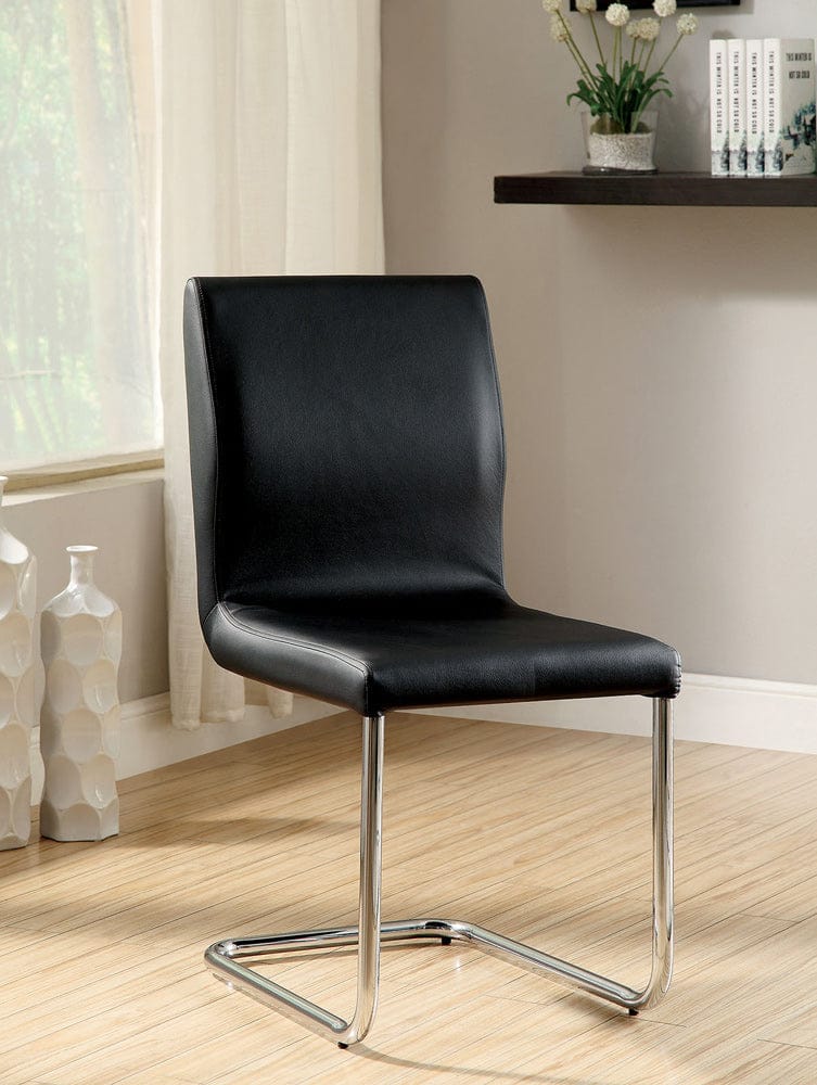 Furniture of America - Lodia I Side Chair in Black/Chrome - CM3825BK-SC-2PK View 1