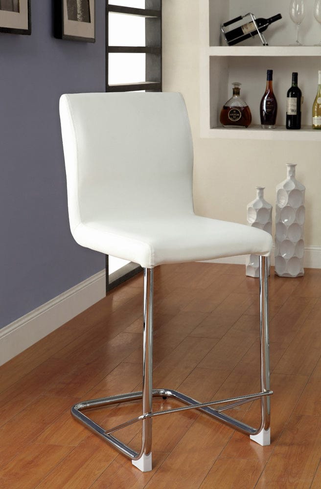 Furniture of America - Lodia Ii Counter Ht. Chair Set of 2 in White/Chrome - CM3825WH-PC-2PK View 1