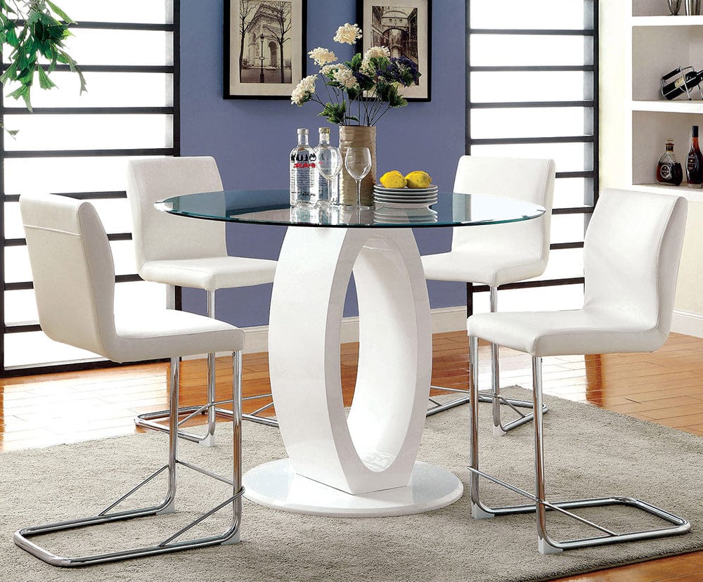 Furniture of America - Lodia Ii Round Counter Ht. Table in White - CM3825WH-RPT-TABLE View 2