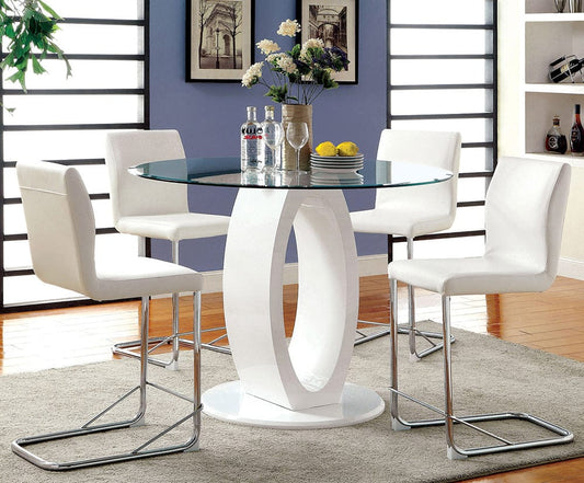 Furniture of America - Lodia Ii Round Counter Ht. Table in White - CM3825WH-RPT-TABLE View 2