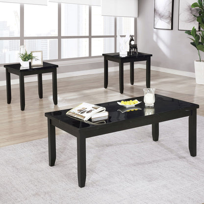 Furniture of America - Lodivea 3 Pc. Coffee Table Set w/ Faux Marble in Black - CM4544BK-3PK View 1