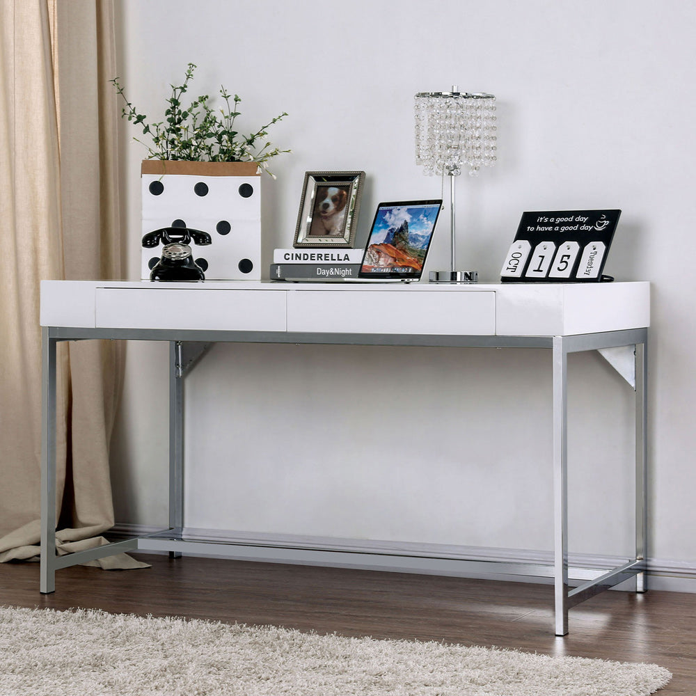 Furniture of America - Loke Computer Desk in White/Chrome - CM-DK5204 View 1