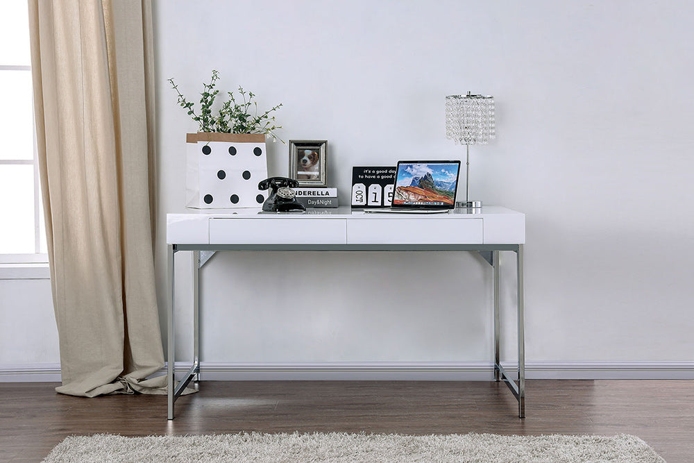 Furniture of America - Loke Computer Desk in White/Chrome - CM-DK5204 View 2