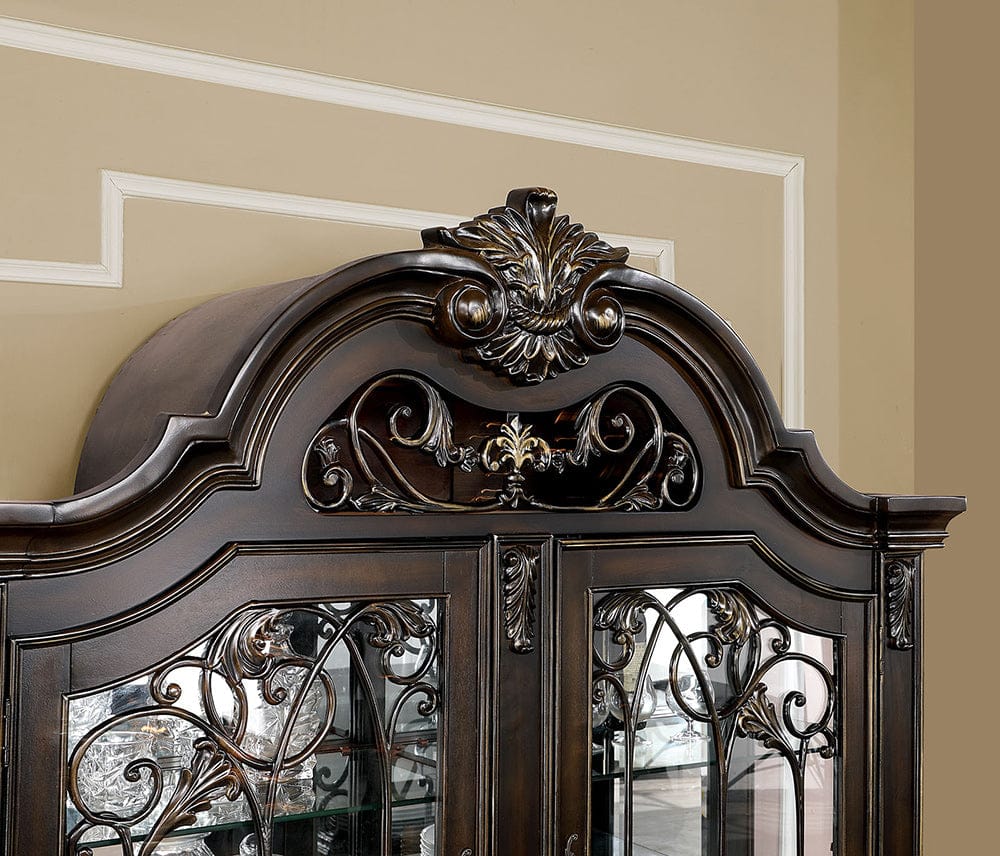 Furniture of America - Lombardy Hutch & Buffet in Walnut - CM3146HB-SET View 2