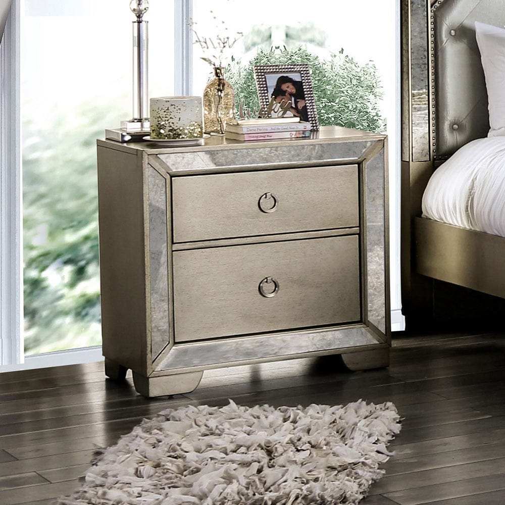Furniture of America - Loraine Nightstand in Champagne - CM7195N View 1