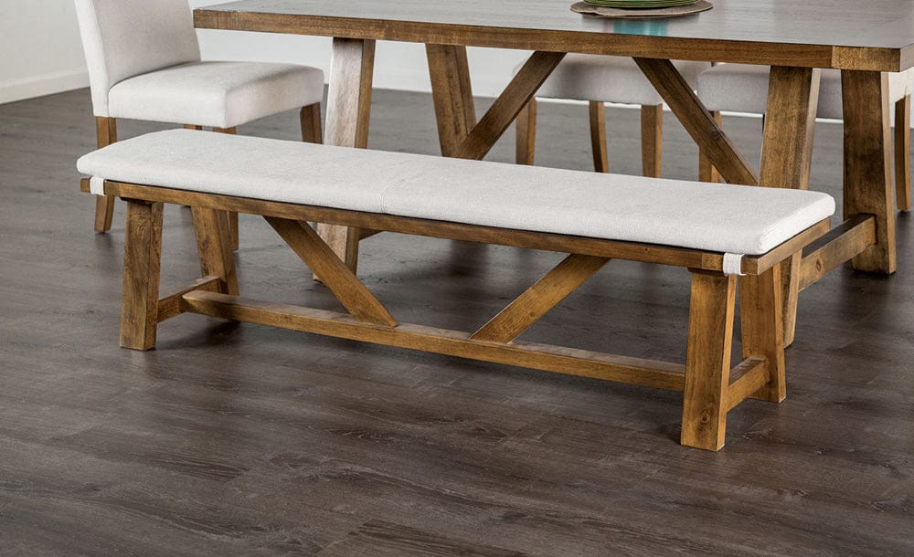 Furniture of America - Losone Bench w/ Cushion in Brown/White - FM3422WH-BN View 1