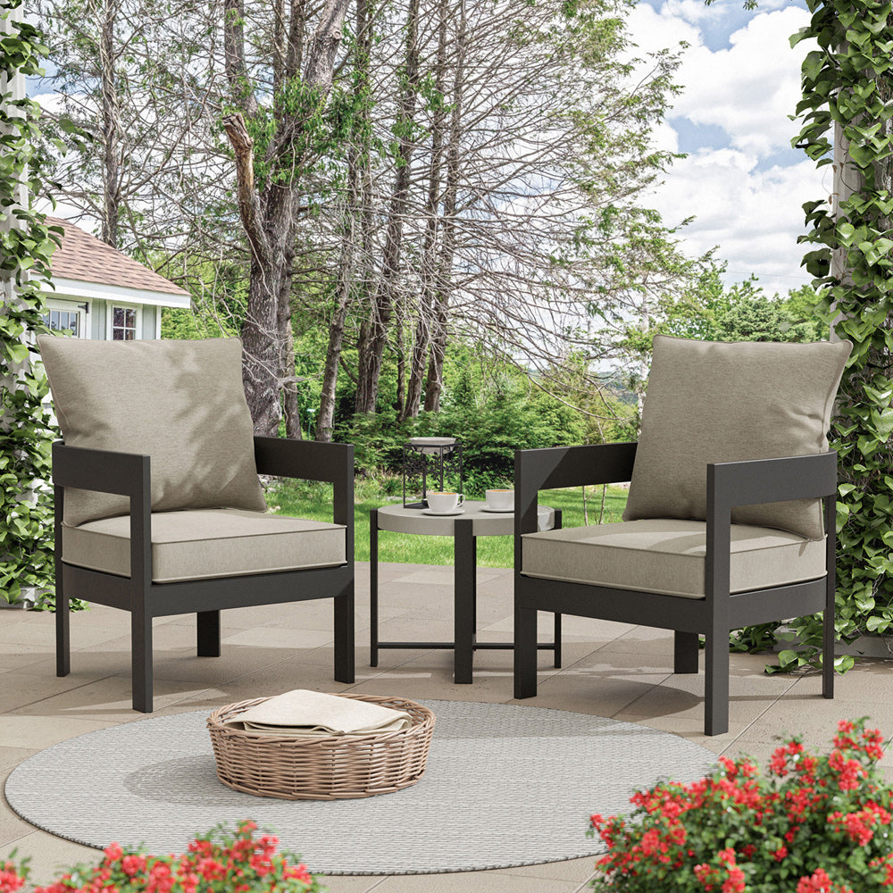 Furniture of America - Lotus 3 Pc. Patio Set in Black/Light Brown - GM-1024BK-3PK View 1