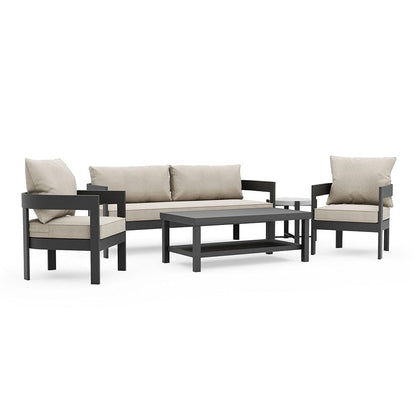 Furniture of America - Lotus 5 Pc. Conversation Set in Black/Light Brown - GM-1049BK-5PC View 1