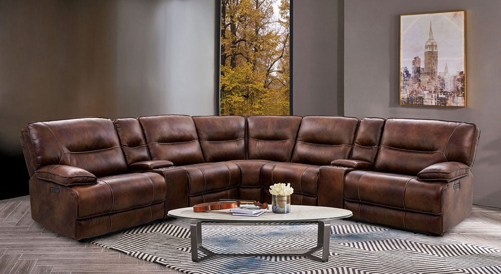 Furniture of America - Louella Power Sectional in Brown - CM9905-SECT View 1