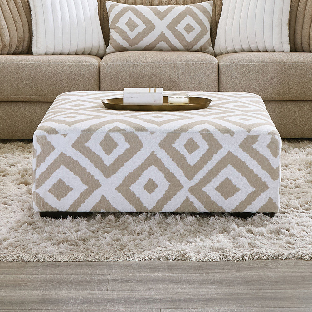 Furniture of America - Loughlin Ottoman in Light Brown/Ivory - SM5193-OT View 1