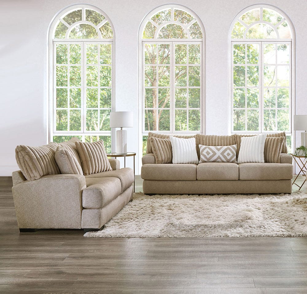 Furniture of America - Loughlin Sofa + Loveseat in Light Brown - SM5193-2PC View 1