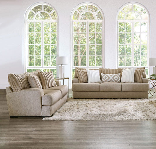 Furniture of America - Loughlin Sofa + Loveseat in Light Brown - SM5193-2PC View 1