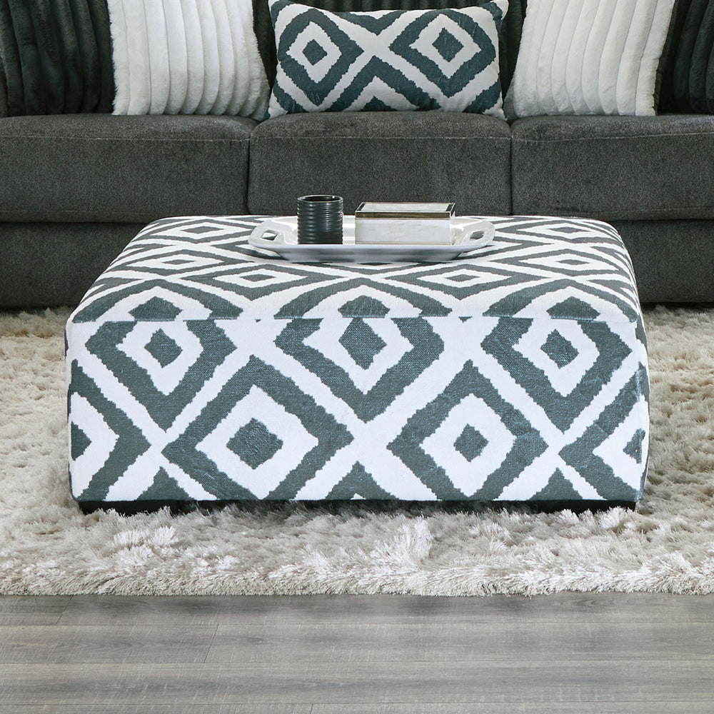 Furniture of America - Loughton Ottoman in Gun Metal/Ivory - SM5195-OT View 1