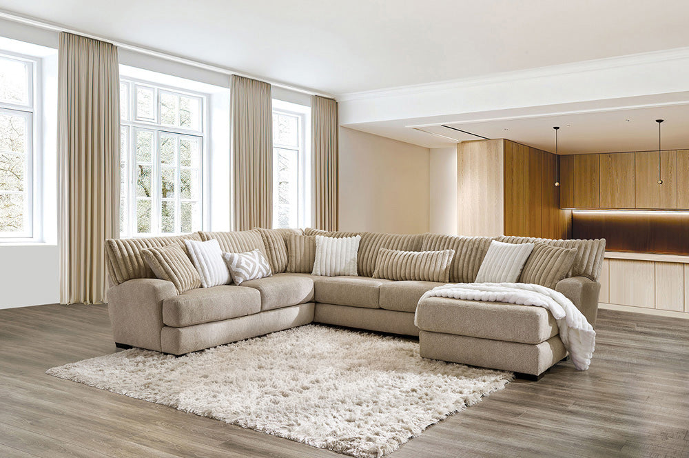 Furniture of America - Loughton Sectional in Light Brown - SM5194-SECT View 1