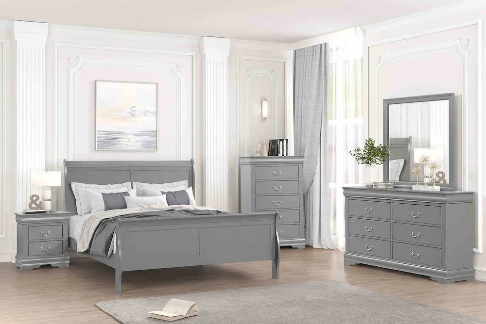 Furniture of America - Louis Philippe - 4 Pc. Queen Bedroom Set w/ 2NS - Gray - FM7866GY-Q-5PC-2NS view 2