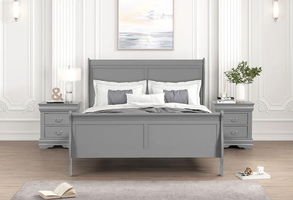 Furniture of America - Louis Philippe - 4 Pc. Queen Bedroom Set w/ 2NS - Gray - FM7866GY-Q-5PC-2NS view 3