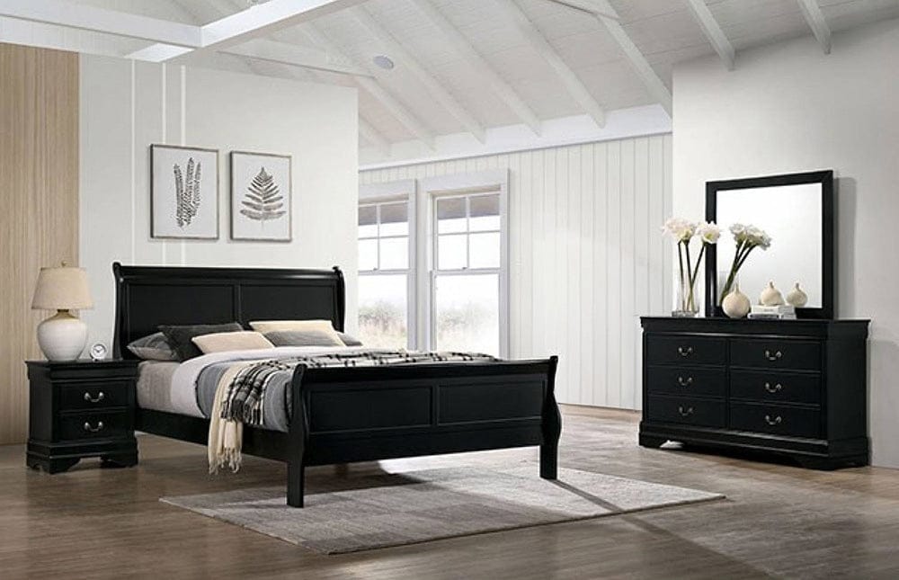 Furniture of America - Louis Philippe 5 Pc. Queen Bedroom Set w/ 2NS in Black - FM7866BK-Q-5PC-2NS View 1