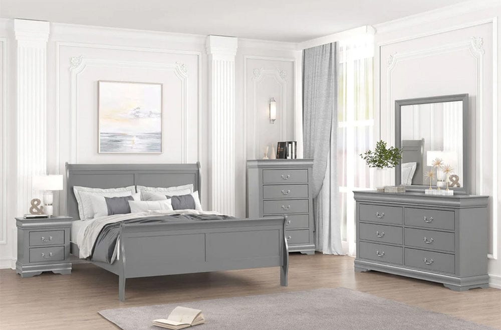 Furniture of America - Louis Philippe 5 Pc. Queen Bedroom Set w/ Chest in Gray - FM7866GY-Q-5PC-CHEST View 1