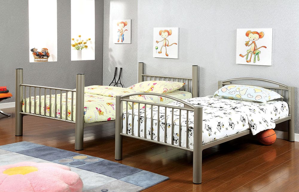 Furniture of America - Lovia Twin/Twin Bunk Bed in Metallic Gold - CM-BK1037T View 2