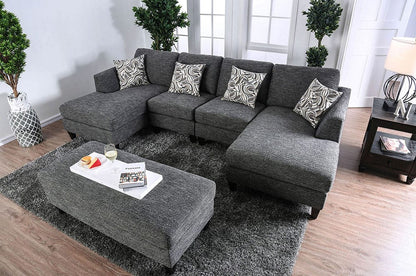 Furniture of America - Lowry Sectional + Ottoman in Gray - CM6363-SET View 2