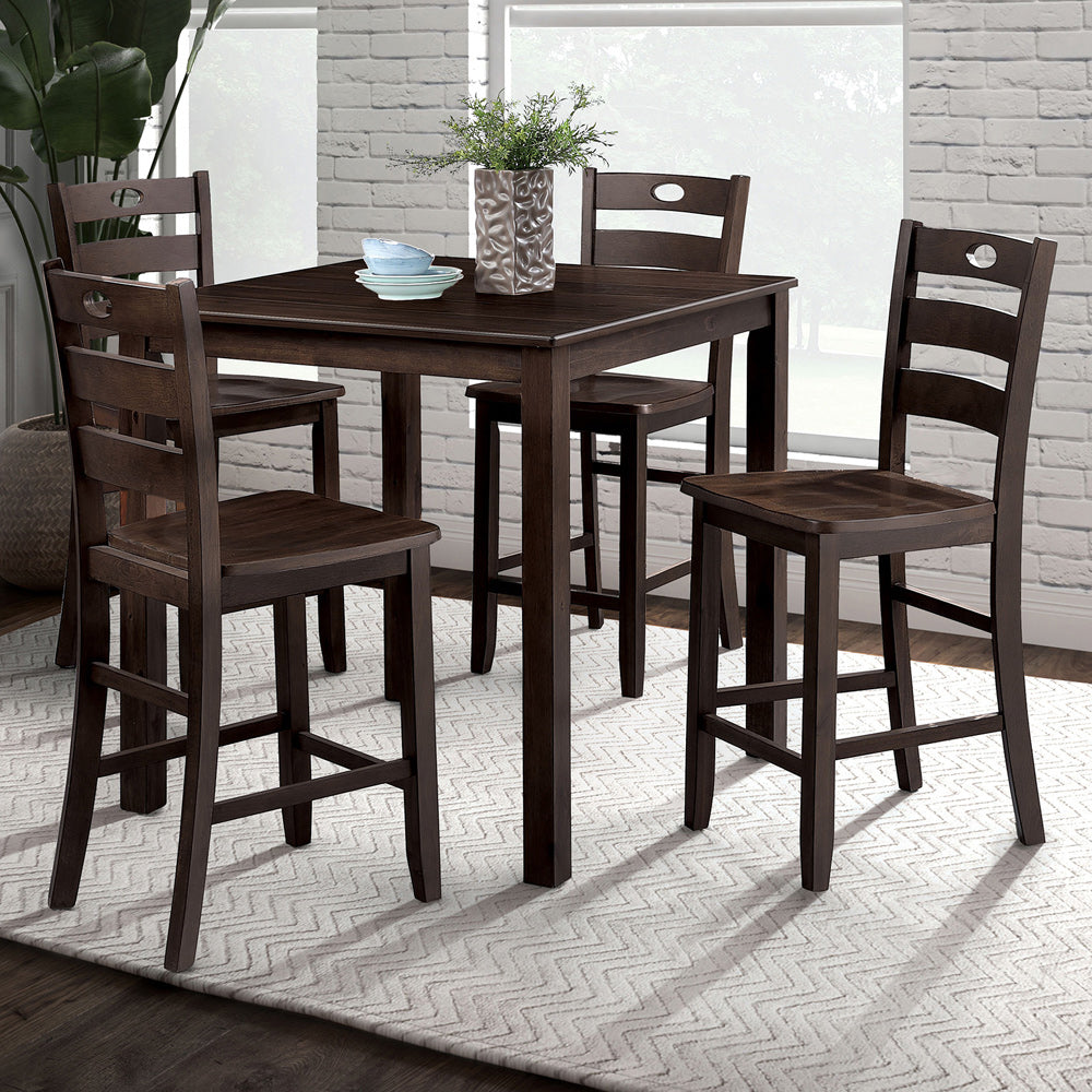 Furniture of America - Lubbock 5 Pc. Counter Ht. Table Set in Expresso - FM3419EX-PT-5PK View 1