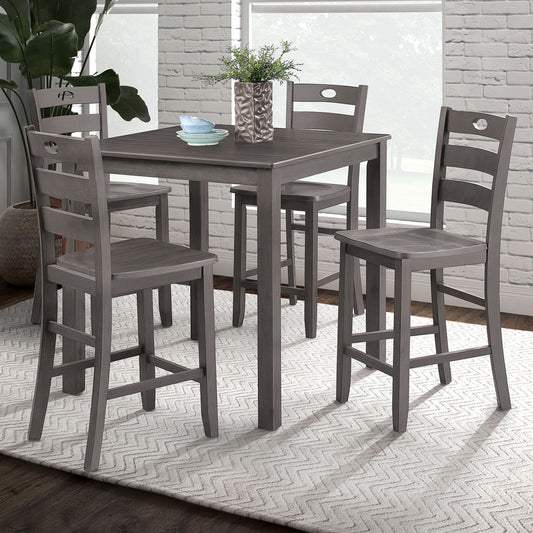 Furniture of America - Lubbock 5 Pc. Counter Ht. Table Set in Gray - FM3419GY-PT-5PK View 1