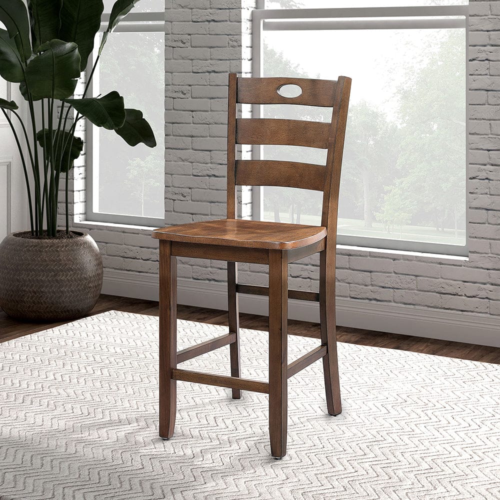 Furniture of America - Lubbock 5 Pc. Counter Ht. Table Set in Walnut - FM3419WN-PT-5PK View 3