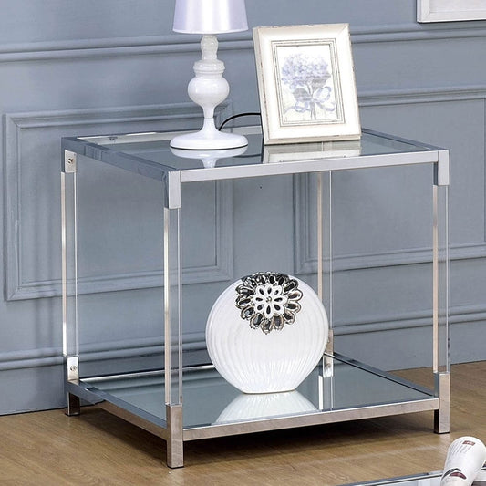 Furniture of America - Ludvig End Table in Chrome/Clear - CM4153E View 1