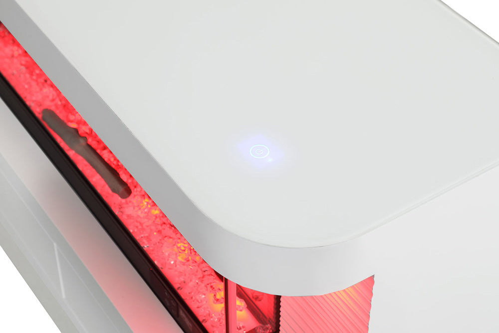 Furniture of America - Luken 71" TV Stand w/ Electric Fireplace in White - FM-AC8010WH-TV View 4