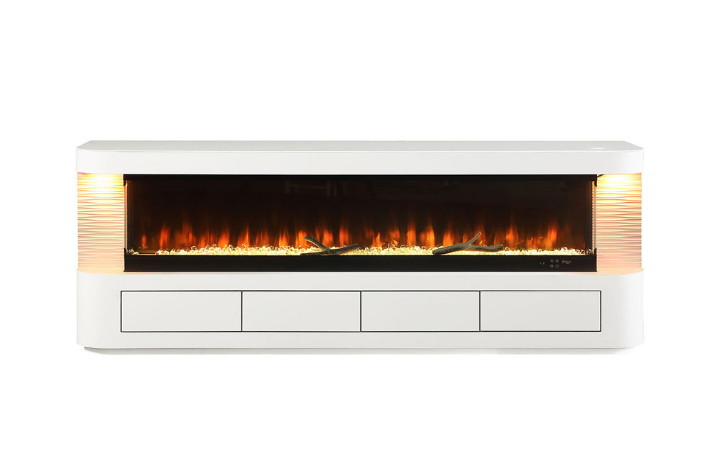 Furniture of America - Luken 71" TV Stand w/ Electric Fireplace in White - FM-AC8010WH-TV View 6