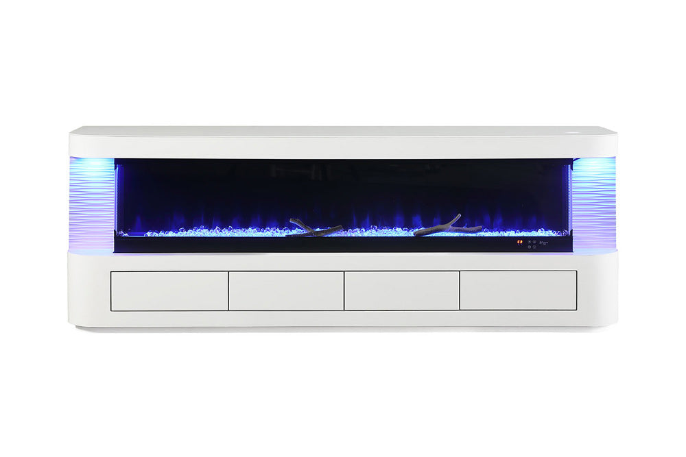 Furniture of America - Luken 71" TV Stand w/ Electric Fireplace in White - FM-AC8010WH-TV View 8