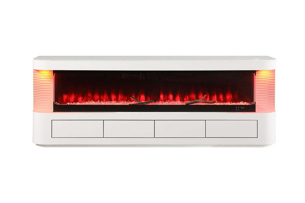 Furniture of America - Luken 71" TV Stand w/ Electric Fireplace in White - FM-AC8010WH-TV View 9
