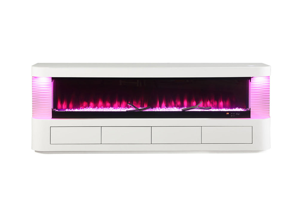 Furniture of America - Luken 71" TV Stand w/ Electric Fireplace in White - FM-AC8010WH-TV View 10