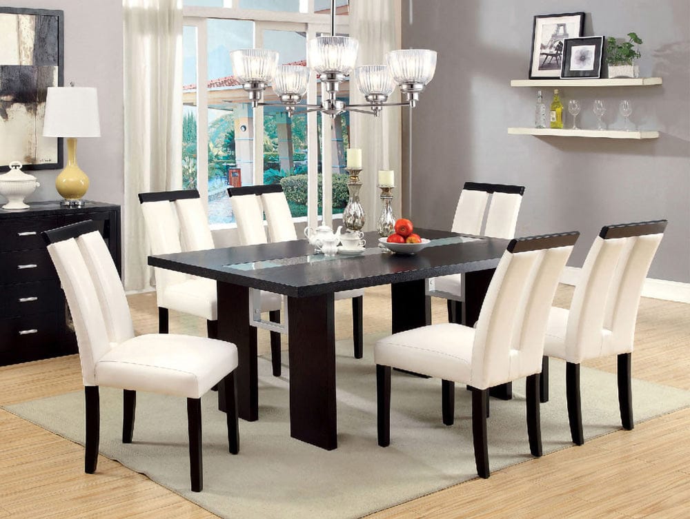Furniture of America - Luminar 7 Pc. Dining Table Set in Black/Beige - CM3559T-7PC View 1