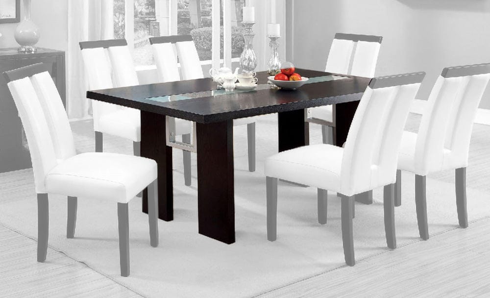 Furniture of America - Luminar Glass-Insert Dining Table in Black - CM3559T View 1