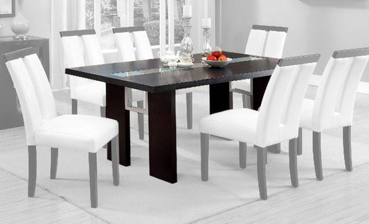 Furniture of America - Luminar Glass-Insert Dining Table in Black - CM3559T View 1
